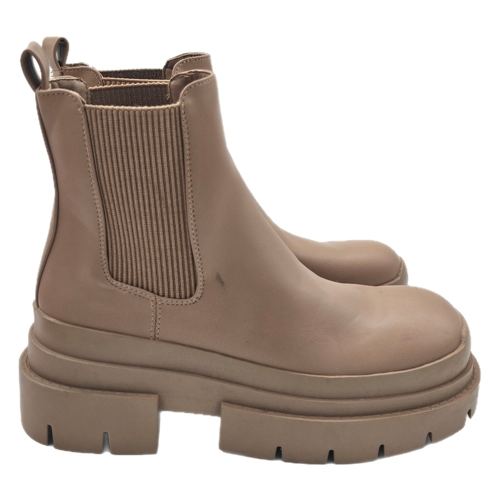 Topshop Brody Chunky Chelsea Boots Tan Size EU 38 / US 7.5 NWOB